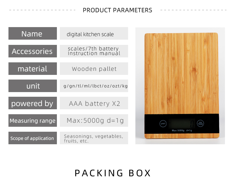 Wooden Kitchen Scale with LCD Display