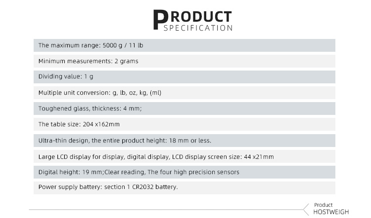 High Quality Kitchen Scale with Tempered Glass 5kg 1g