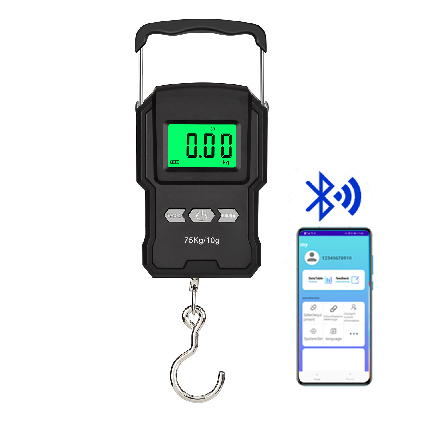 black mini wifi fishing scale