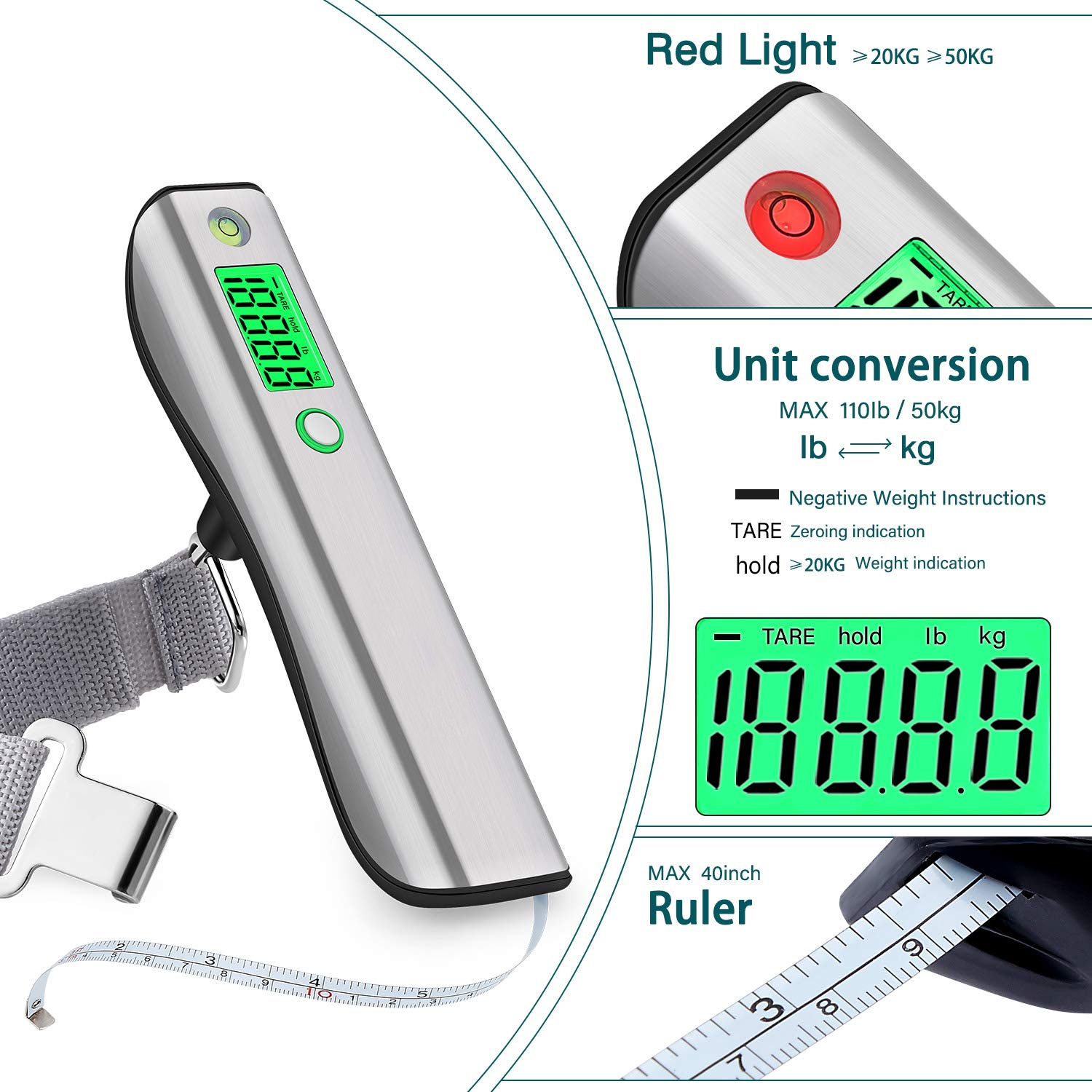 suitcase travel hanging luggage weight scale digital