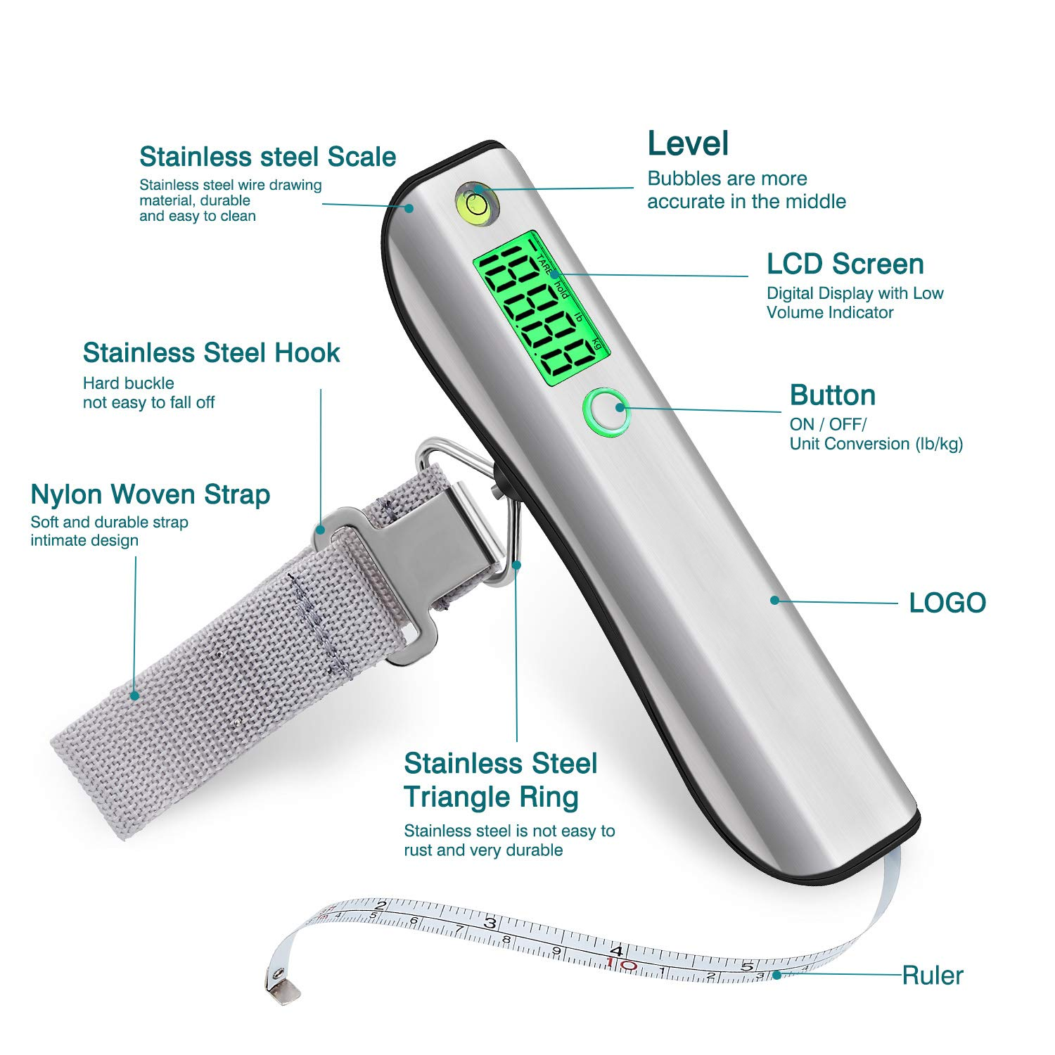 LCD luggage scale with tape measure
