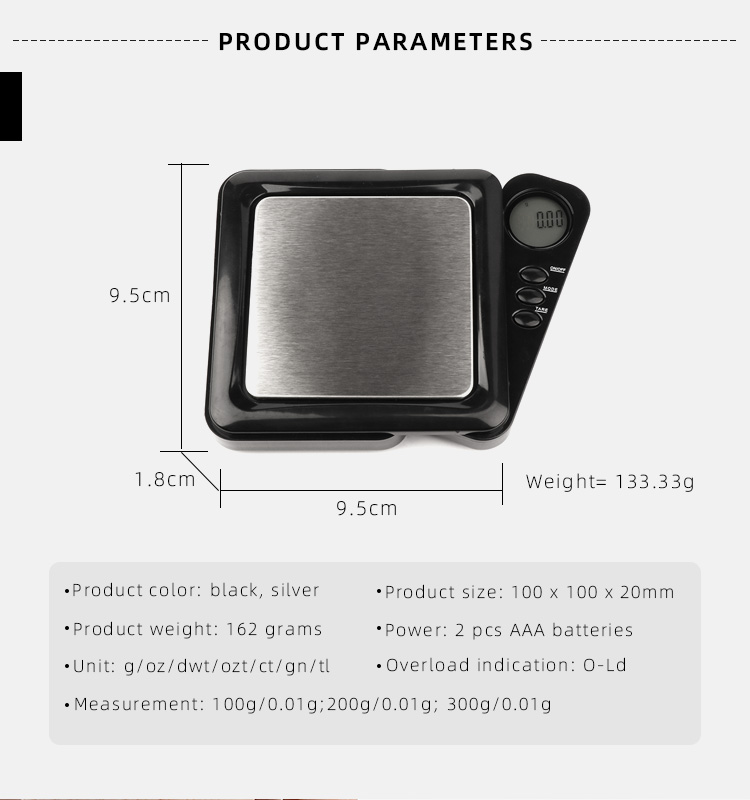 square jewelry pocket scale