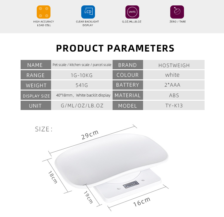 New Design Digital Multi-Function Pet Scale Kitchen Weighing Scale