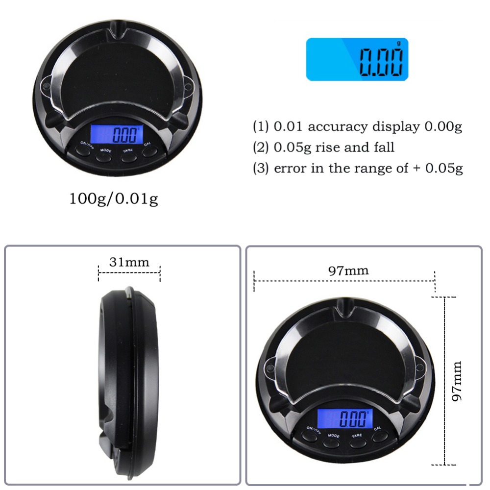 500g Food Die Cooking Weight Kitchen Scale Ashtray Pocket Scale
