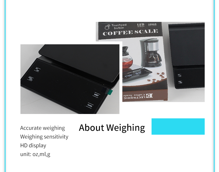 Explosive Household Hand-Pushed Timer Multi-Function Electronic Coffee Scale