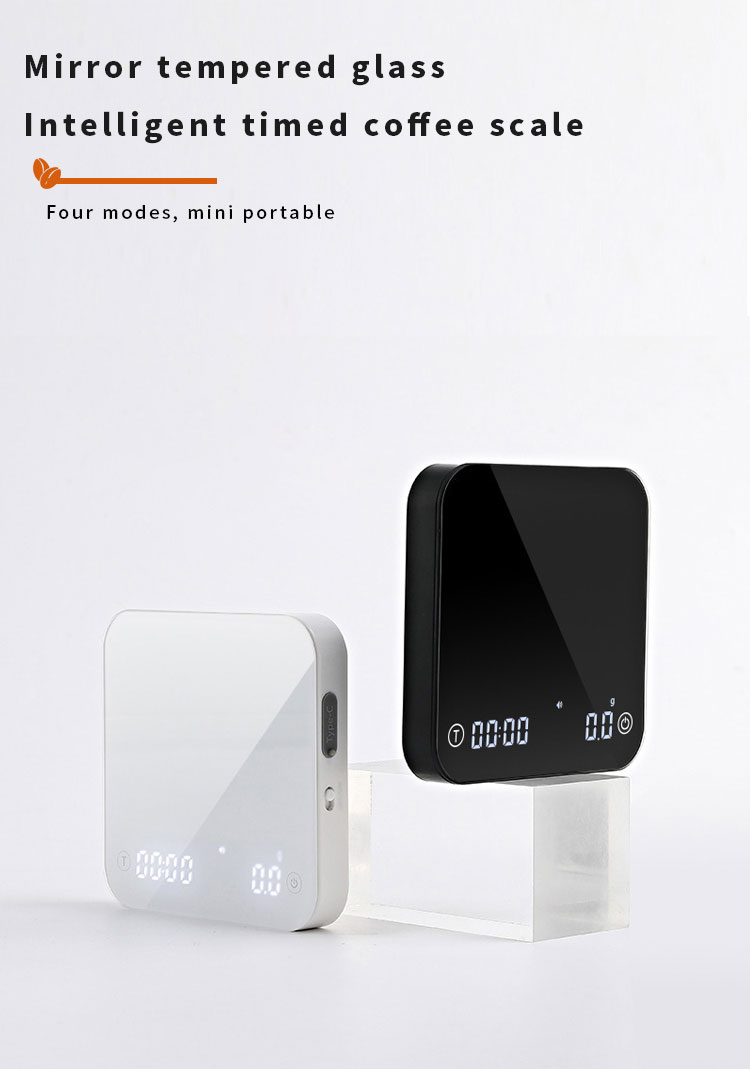 mirror tempered glass intelligent timed coffee scale