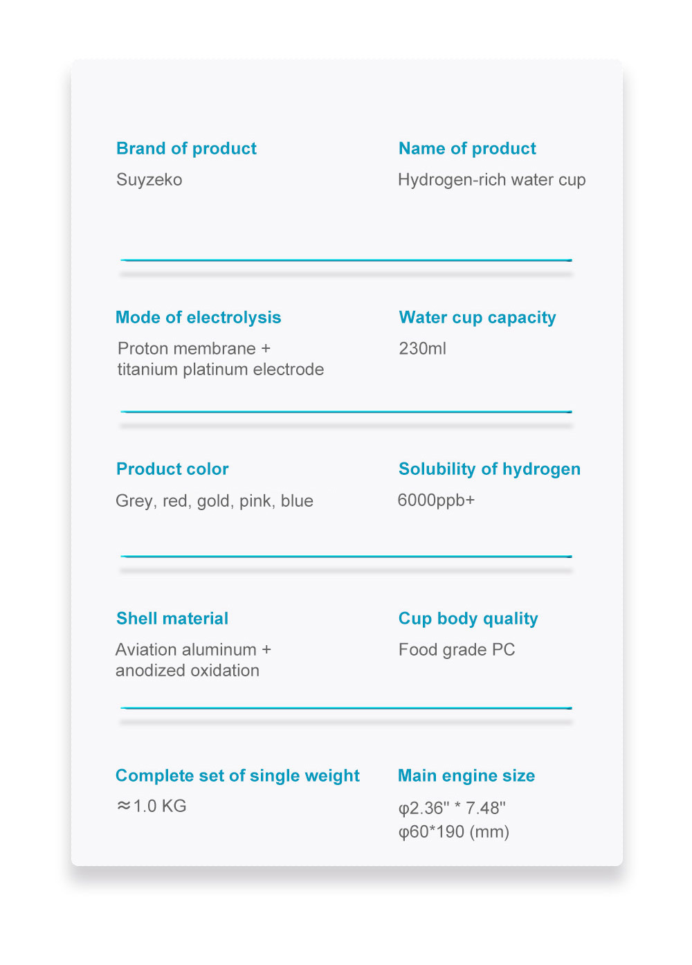 Hydrogen Water Cup
