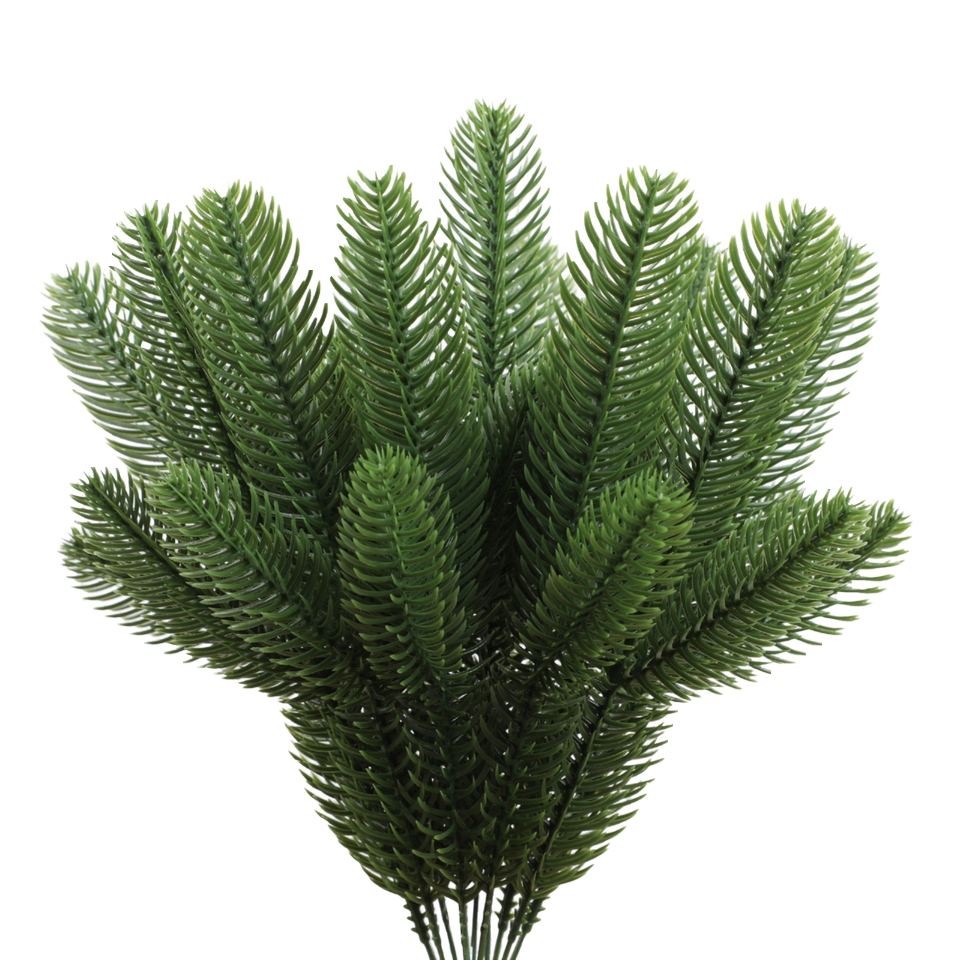 Realistic PE artificial pine branches for Christmas decor. Durable, maintenance-free greenery ideal for DIY wreaths, garlands, and holiday displays. Shop premium artificial pine stems for long-lasting festive charm.