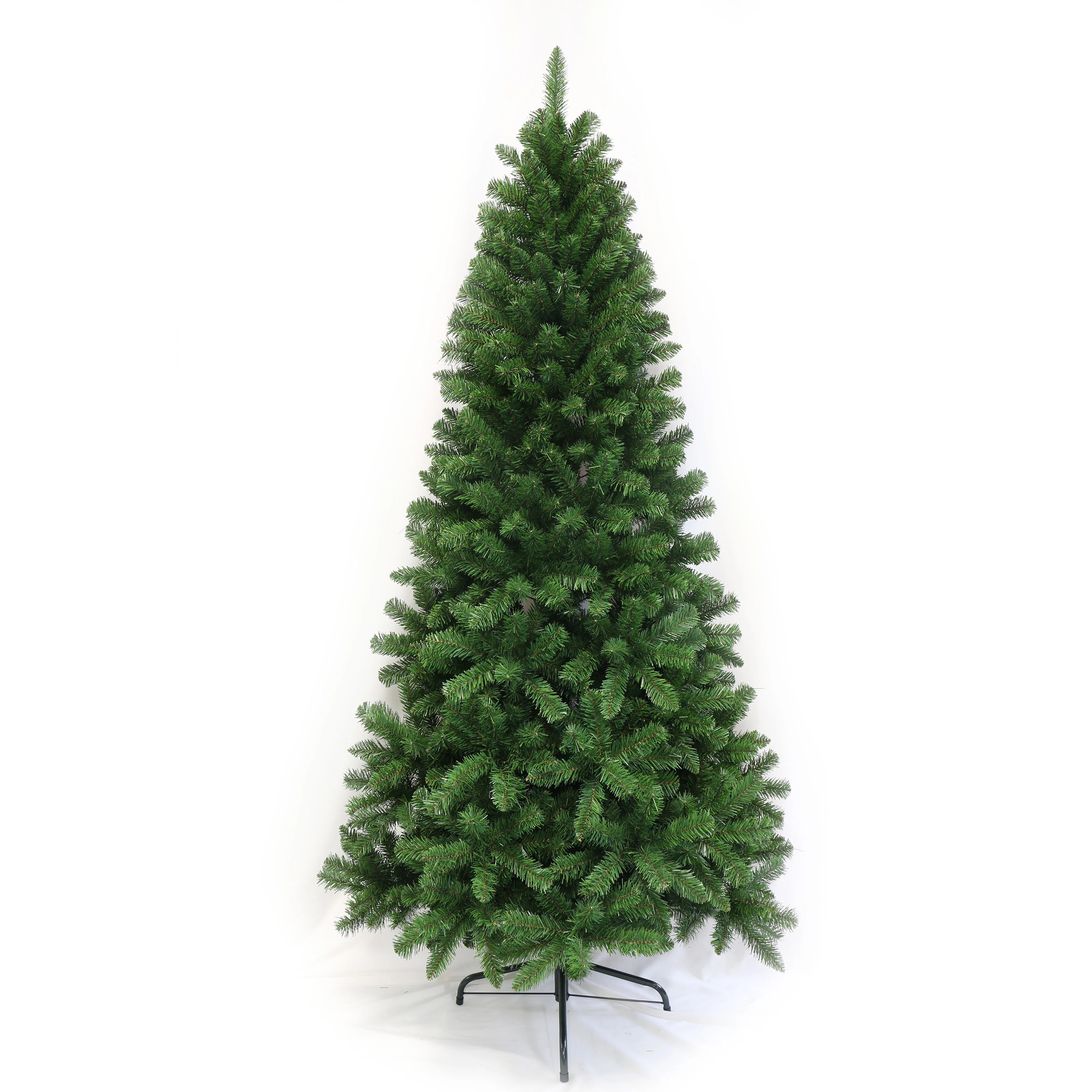 Realistische künstliche Fichten-Weihnachtsbäume im Dual-Stil, üppiges grünes PVC-Laub, robuster Metallständer, anpassbare Größen, festliche Weihnachtsdekoration für Zuhause, Party, langlebig, einfach zu montierende Weihnachtsdekoration aus Guangdong, China