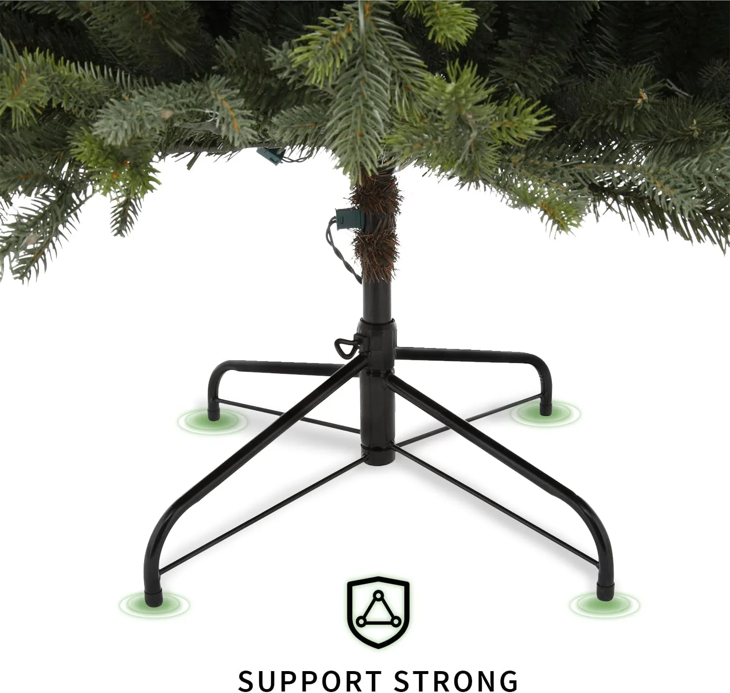 7.5ft (228cm) Pre-Lit Christmas Tree TCH10875-3838: PE+PVC material, 800 multi-color lights, 3838 tips. Realistic festive decor for home/commercial holiday use. Customizable color, export packaging. Sturdy metal stand. Ideal 2026 Christmas decoration.