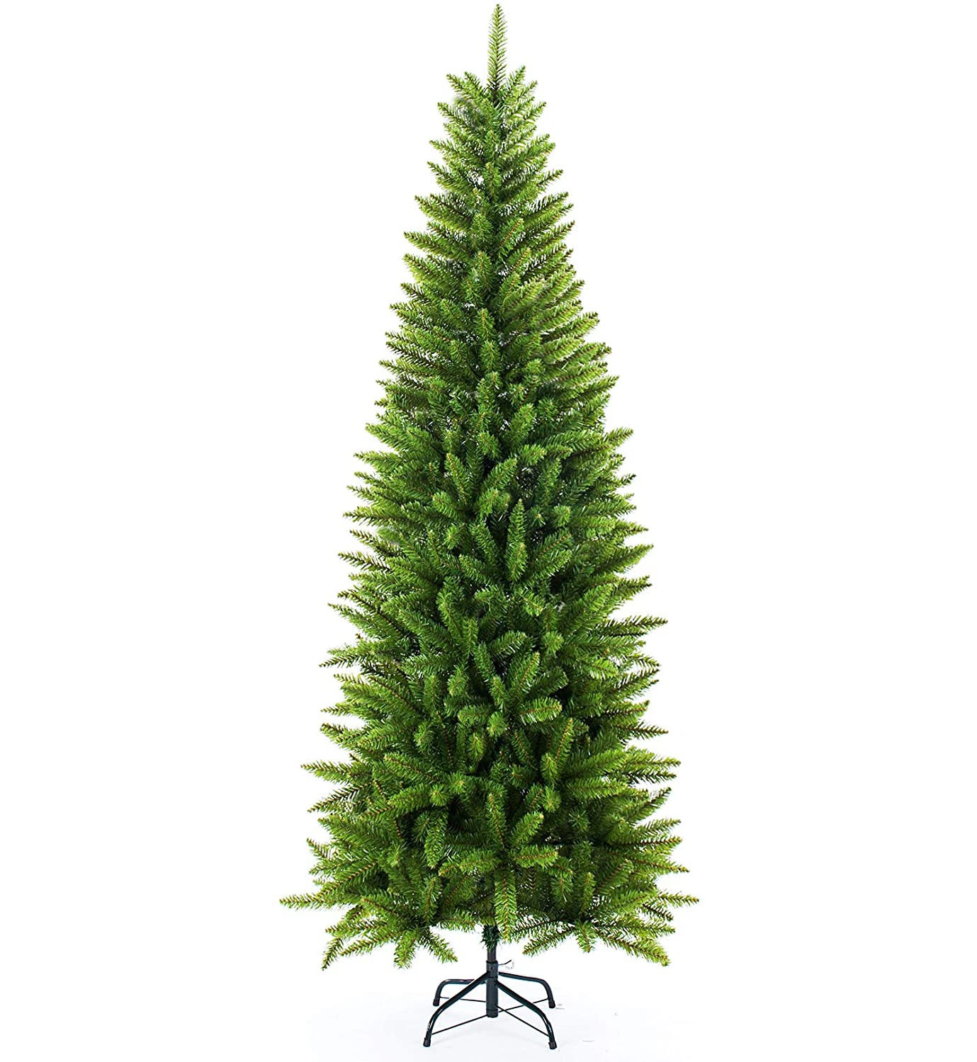 220cm Artificial Christmas Tree Lush PVC Branches, Sturdy Metal Stand. Easy-assemble hinged design, dense realistic foliage, needle-free. Durable indoor holiday decor for cozy Christmas ambiance. Perfect for festive home styling.