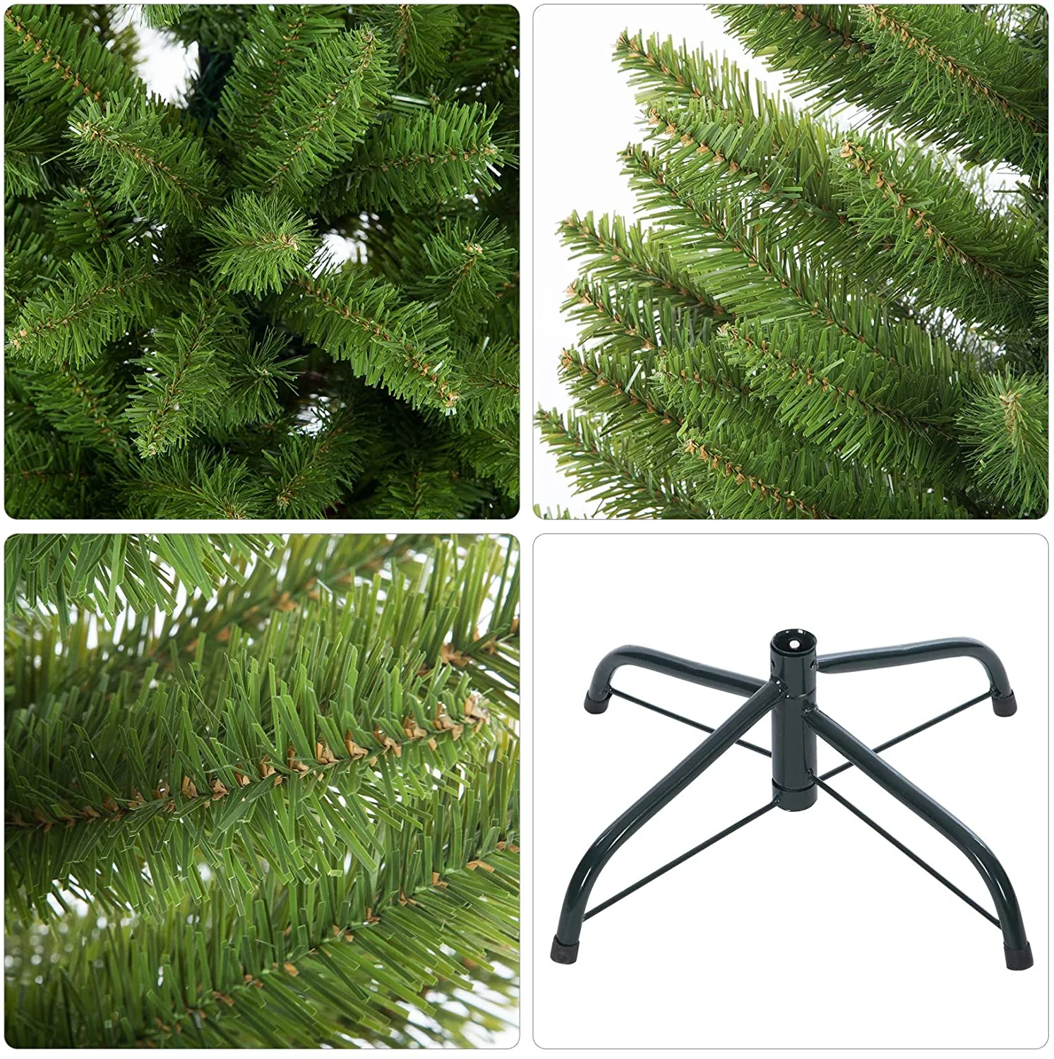 220cm Artificial Christmas Tree Lush PVC Branches, Sturdy Metal Stand. Easy-assemble hinged design, dense realistic foliage, needle-free. Durable indoor holiday decor for cozy Christmas ambiance. Perfect for festive home styling.