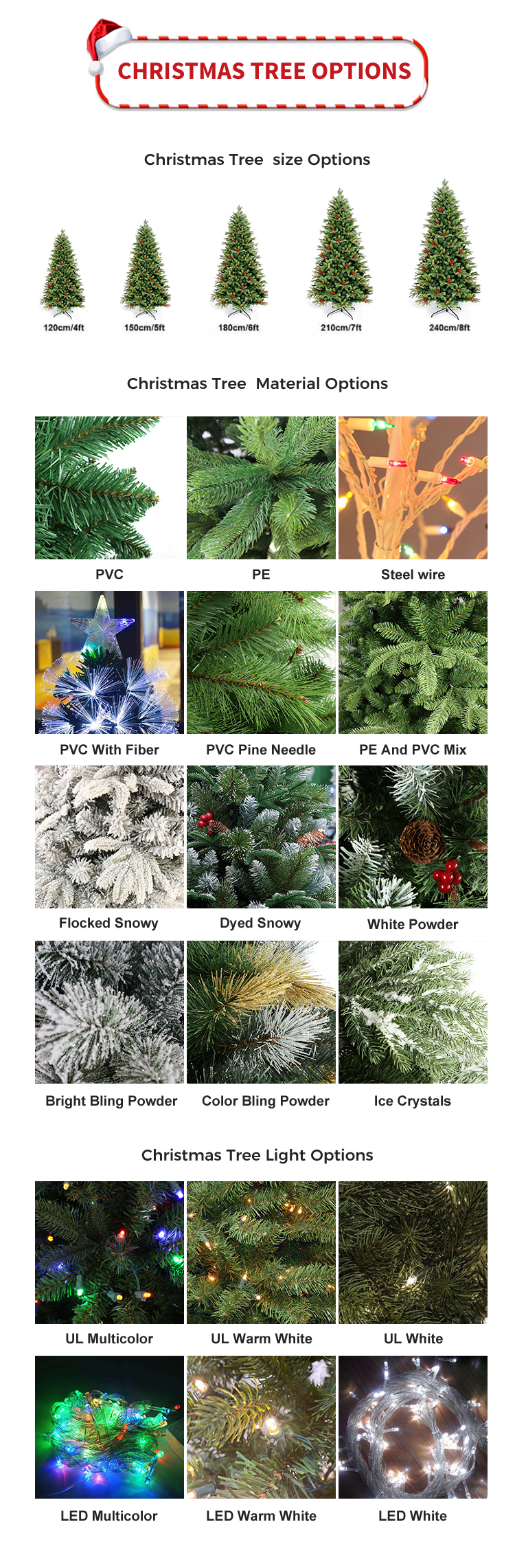230cm (7.5ft) Pre-Lit Artificial Christmas Tree: 1547 PVC/PE/pine needle tips, 550 LEDs, 130cm diameter, pine cones/berries. Custom height, GuangDong origin, samples 3-7 days. Perfect for home/party holiday decor—reusable, festive Xmas tree.