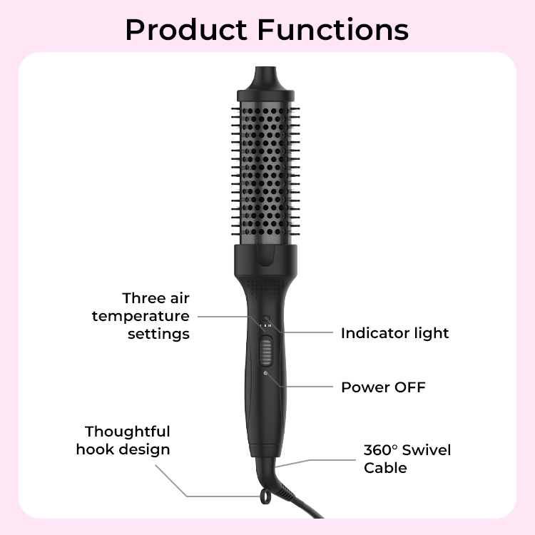 curler brush:Create beautiful curls effortlessly with a curler brush designed for smooth, bouncy, and long-lasting hairstyles. Featuring gentle heat styling, easy control, and frizz reduction, it is ideal for home and salon hair styling.