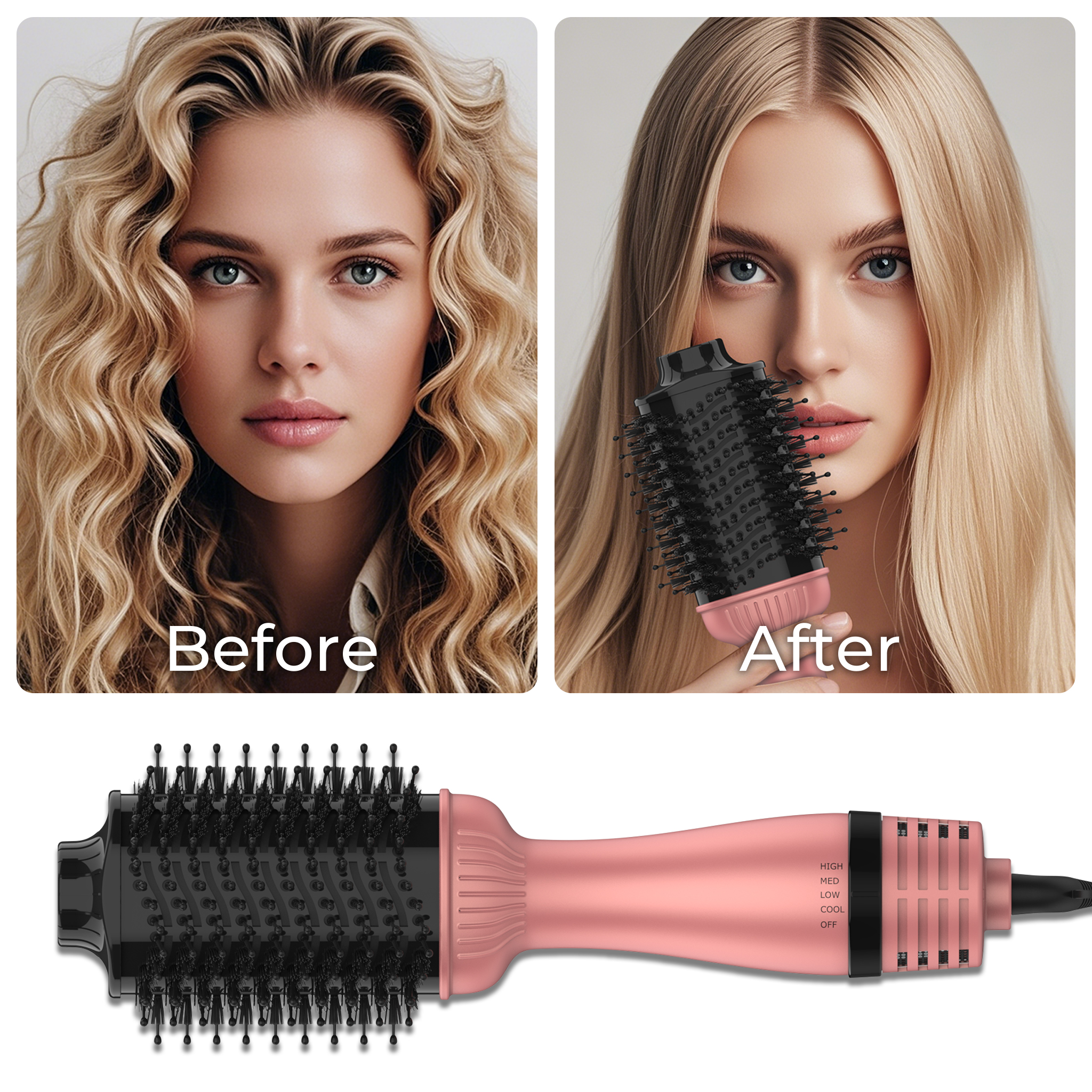 Discover our One Step Hot Air Brush designed for fast drying, volumizing, smoothing, and effortless styling. Featuring ionic technology, ceramic coating, adjustable heat settings, and frizz control for salon-quality results. OEM/ODM