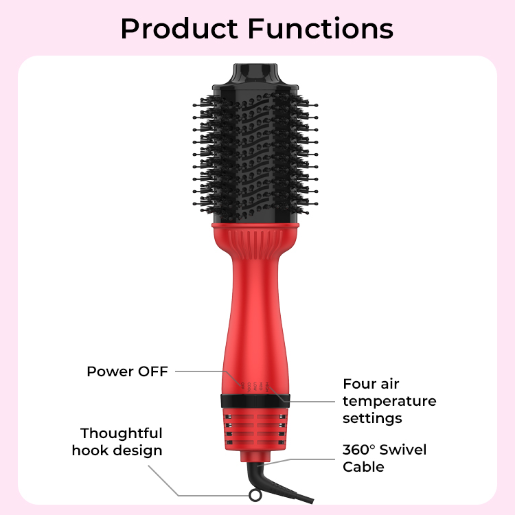 Discover our One Step Hot Air Brush designed for fast drying, volumizing, smoothing, and effortless styling. Featuring ionic technology, ceramic coating, adjustable heat settings, and frizz control for salon-quality results. OEM/ODM