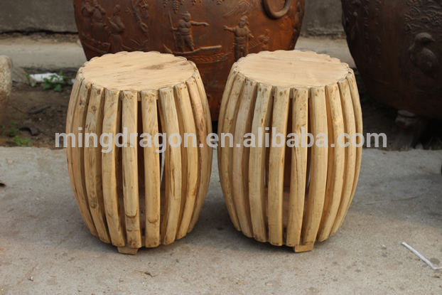 Chinese antique natural wooden round stool14040202 (1).jpg