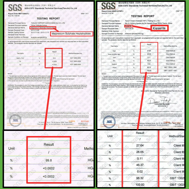 magnesium sulfate heptahydrate certification