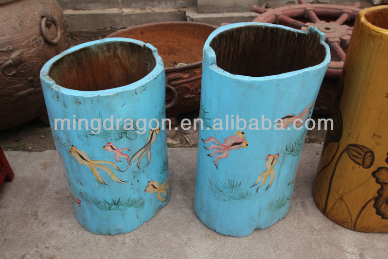 Chinese antique colorful wooden decorative barrels14040110.jpg
