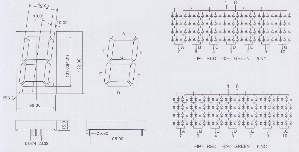 7 segment tube 7 segment module big 7 segment 4 inch bi-color
