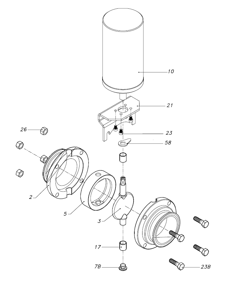 Vertical pneumatic butterfly valve