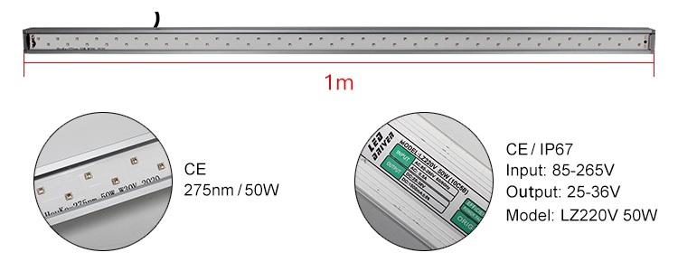 Professional manufacturer 20w germicidal uv 275nm 280nm uvc sterilizer uv led lamp