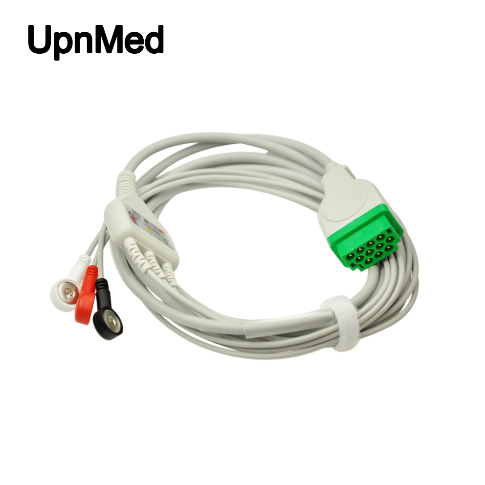 GE Dash pro2000 ECG cable with 3 lead or 5 lead, snap, 11pins from